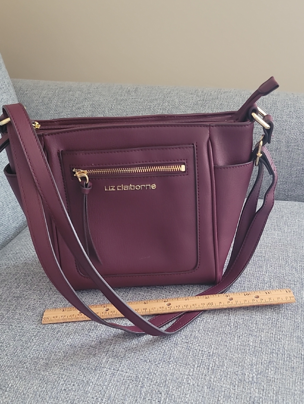 Liz Claiborne Plum Crossbody Bag with Gold Hardware